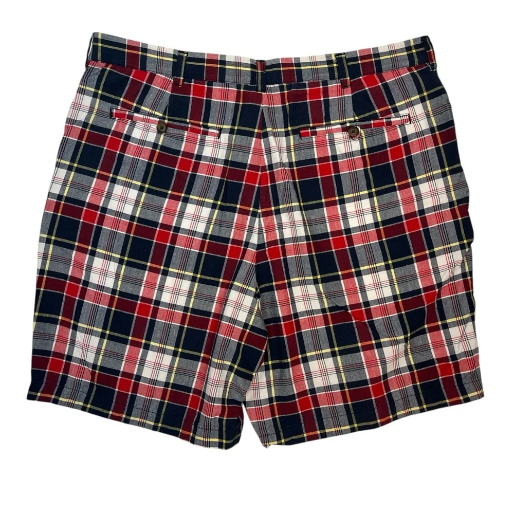 Lands’ End Men’s Plaid Shorts Size 38 Preppy Coastal‎ Madras Style 8” inseam